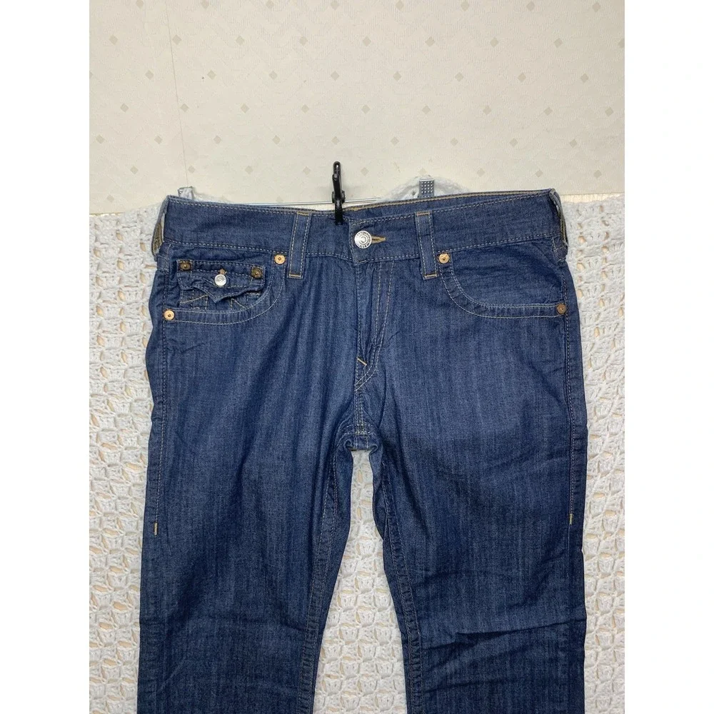 Vtg True Religion Jeans Men Tag 34 Apprx W36 L33  Blue Denim Bootcut Made in USA
